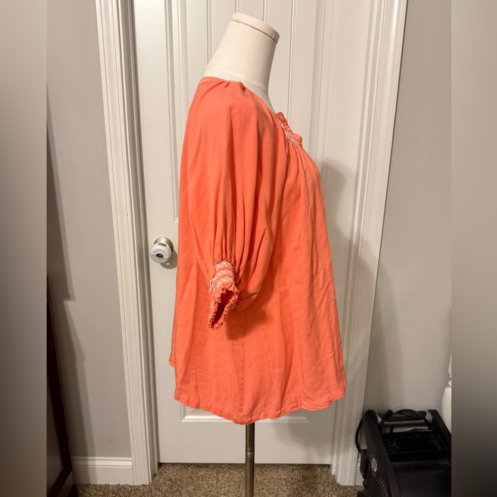 Umgee Orange Blouse with Embroidered Details - Picture 4 of 14